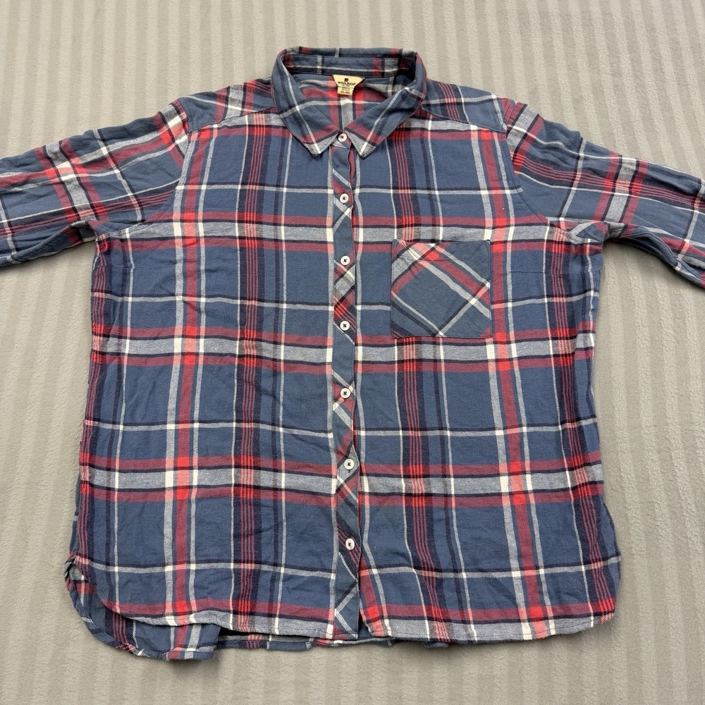 Vintage Woolrich Flannel Shirt Women's Plaid Cotton Size 2XL Button Long Sleeve